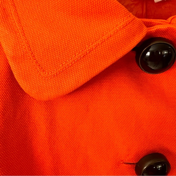 Zara Women's Basic Cropped Jacket Bold Stylish Orange 100% Heavy Cotton Size S - Picture 10 of 17